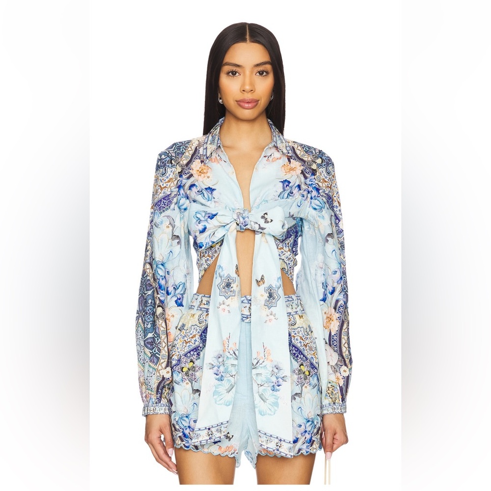 Camilla Cropped Wrap Shirt in Al Manial Palace Memoirs